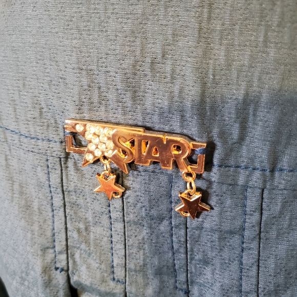 JINGPIN FUSHI | Women's teal argyle quilted texture fashion jacket. Size XS. - Picture 8 of 11